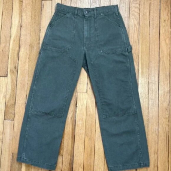 G. Label by Goop Canvas Jean Pants Utility Carpenter Army Green Women's Size 29 - Picture 1 of 8